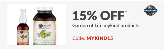 15% off* Garden of Life mykind products. Code: MYKIND15